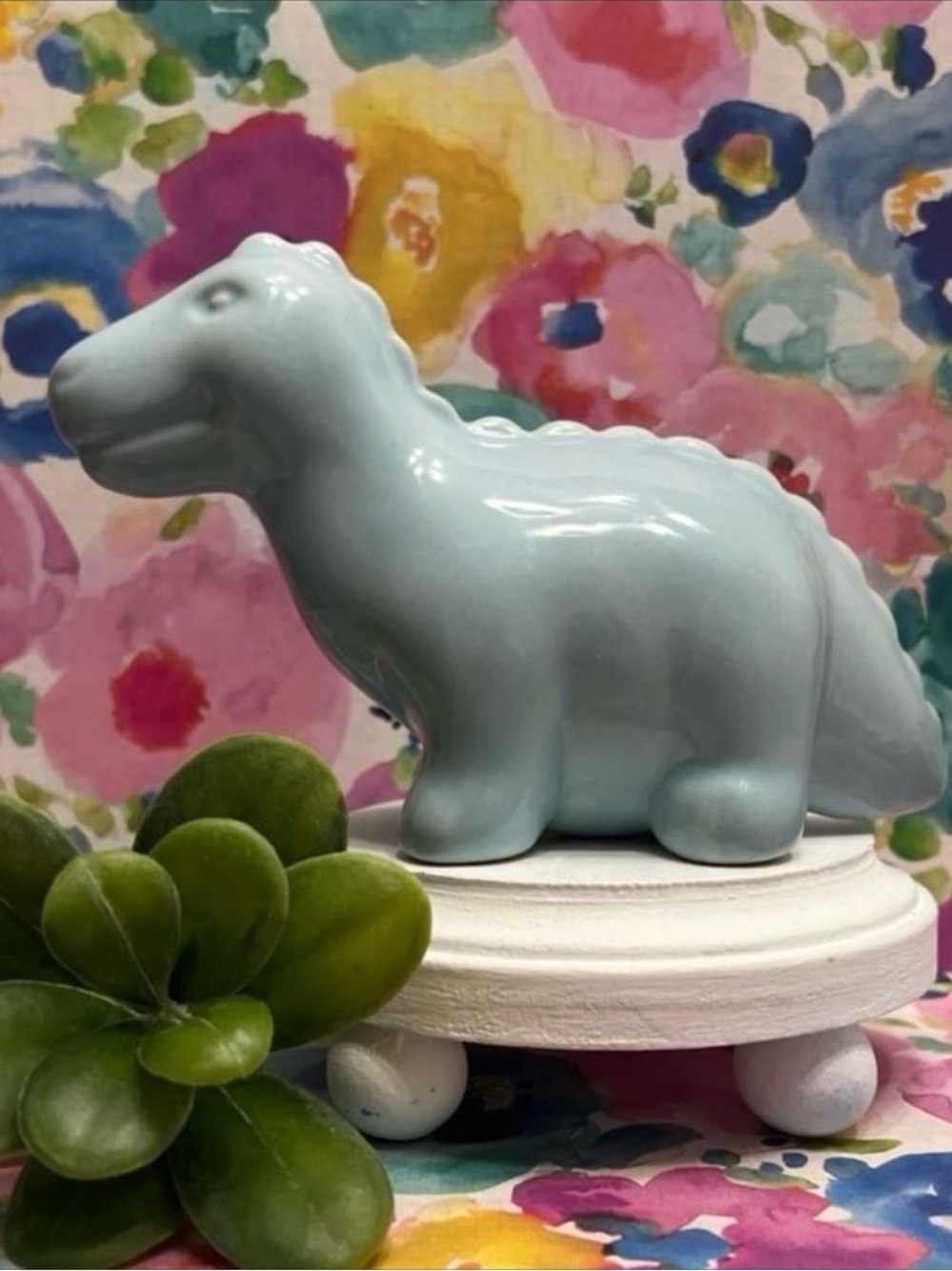 Baby Blue Ceramic Dinosaur Decoration